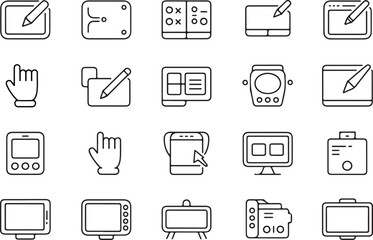 Fototapete - Modern ui icon set featuring a diverse collection of abstract geometric shapes and symbols in silhouette