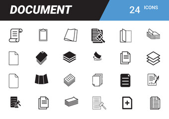 Poster - Document Icons Collection: A comprehensive set of meticulously crafted document icons for versatile use, providing visual representation for paper-related activities. 