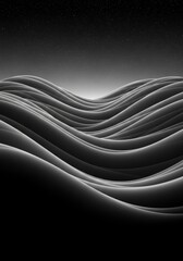 Poster - Serene Undulating Landscape - Abstract grayscale depicting flowing waves, symbolizing tranquility, fluidity, movement, infinity, and serenity. A calming and peaceful scene
