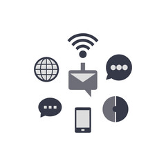 Communication icons network connection technology data