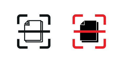 Poster - Document scanning process icon. document digitization process icon. paper scanning png and vector illustration on transparent background