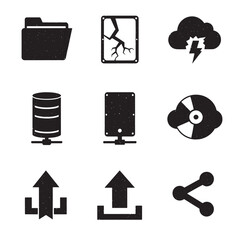 Poster - Set of modern black and white computer technology icons isolated on white background
