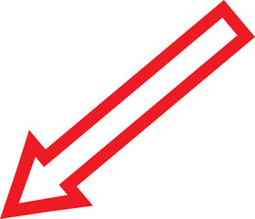 Poster - Bold red arrow pointing down and to the left against a black background