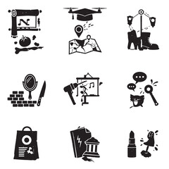 Poster - assorted artistic grunge style illustrations with various objects for different creative concepts.