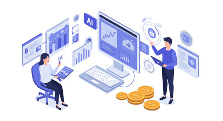 Poster - Modern business analytics with ai technology and data visualization