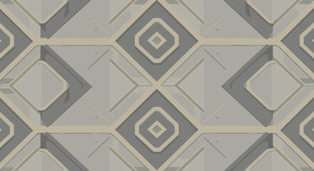 Poster - Geometric pattern with intersecting 3d shapes in neutral tones