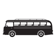 Poster - Simple black and white bus illustration perfect for transportation travel and related design projects