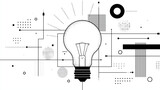 Żarówka narysowana jedną linią, wektorowa ilustracja symbolizująca kreatywność, prostotę i innowacyjne myślenie, tło do materiałów o projektowaniu, sztuce i rozwoju osobistym