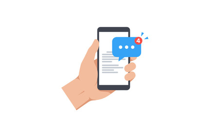 Poster - Hand holding smartphone with message notification icon