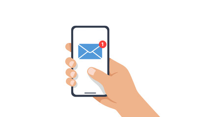 Poster - Hand holding smartphone with new email notification icon on screen