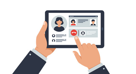 Poster - Flat design video call concept on digital tablet