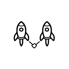 Poster - Two rocket icon vector illustration for startup partnership launch business growth or teamwork