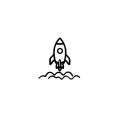 Poster - Rocket icon launching into cloud shape isolated vector design for technology or startup concept
