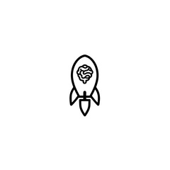 Poster - Rocket icon with brain symbol vector illustration for creative startup idea or innovation concept