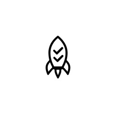 Poster - Flat rocket and checkmark icon vector design for verified startup project or business approval