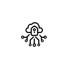 Poster - Rocket icon with cloud and path line vector illustration for startup journey or technology progress

