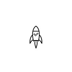 Poster - Rocket icon with checkmark symbol vector for approved launch startup success or goal completion