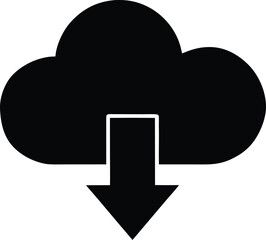 Poster - Cloud with download arrow silhouette isolated on transparent background