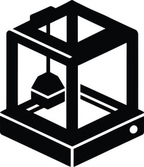 Poster - 3d printer icon with object being printed silhouette isolated on transparent background