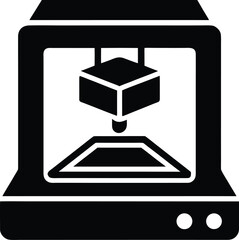 Poster - 3d printer silhouette icon with object printing isolated on transparent background