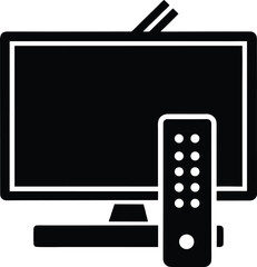 Poster - Media streaming device icon silhouette isolated on transparent background