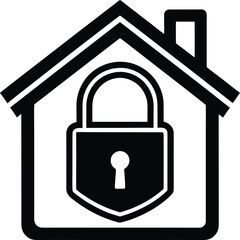 Poster - Digital lock icon silhouette isolated on transparent background