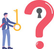 © vector mall - Key to unlock answer for problem and questions, solution or reason to solve problem,