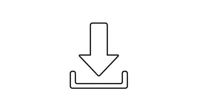 Illustration of a simple download icon with an arrow pointing down into a container shape ai generated
