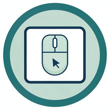 Modern minimalist teal and sage green computer mouse icon graphic design element.