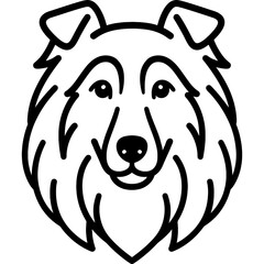 Poster - Collie dog head front view outline icon vector