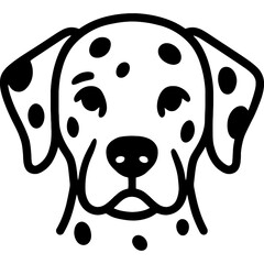 Poster - Dalmatian dog head front view outline icon vector