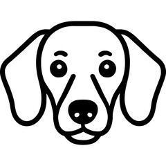 Poster - Dachshund dog head front view outline icon vector