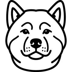 Poster - Akita dog head front view outline icon vector