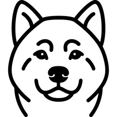 Poster - Akita dog head front view outline icon vector