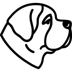 Poster - Saint bernard dog head side profile outline icon vector