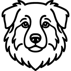 Poster - Australian shepherd dog head front view outline icon vector