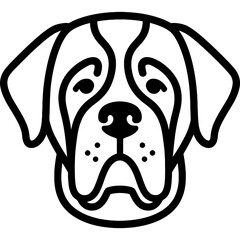 Poster - Saint bernard dog head front view outline icon vector