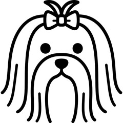 Poster - Maltese dog head front view outline icon vector