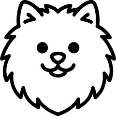 Poster - Pomeranian dog head front view outline icon vector