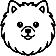 Poster - Pomeranian dog head front view outline icon vector