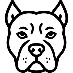 Poster - American staffordshire terrier dog head front view outline icon vector