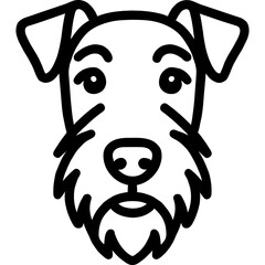 Poster - Airedale terrier dog head front view outline icon vector