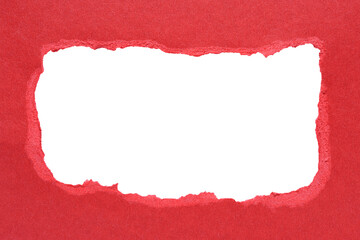 Poster - Red torn paper or cardboard message backdrop with rough edges and blank copy space for text in the middle, png template on transparent background design element