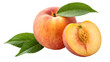 © tae - peach with leaf isolated png whole peach on transparent background png format peach with leaves no background full depth of field