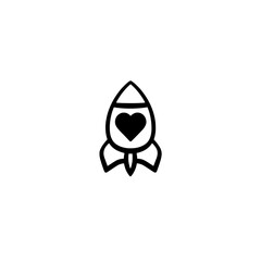 Poster - Vector rocket icon combined with heart for emotional connection startup or success concept

