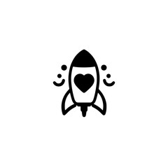 Poster - Rocket icon with heart symbol vector illustration for passionate startup love or creative launch

