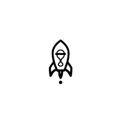 Poster - Vector rocket icon combined with hourglass for fast progress time tracking or innovation theme


