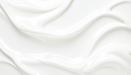 Poster - Abstract White Liquid Flowing Texture with Gloss and Dynamic Motion Dairy Theme