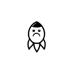 Poster - Vector rocket icon combined with sad face for emotional startup struggle or project obstacle idea