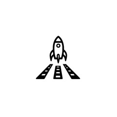 Poster - Rocket icon with road vector illustration for startup journey or business path to success concept